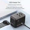 Travel Universal Adapter, International Power Plug Adapter with 1 USB C (PD 70W), 2 USB A Ports, 1 USB C Cable (PD 70W), All-in-One Global Wall Charger for US, Europe, UK, Australia (Type C/G/A/I)