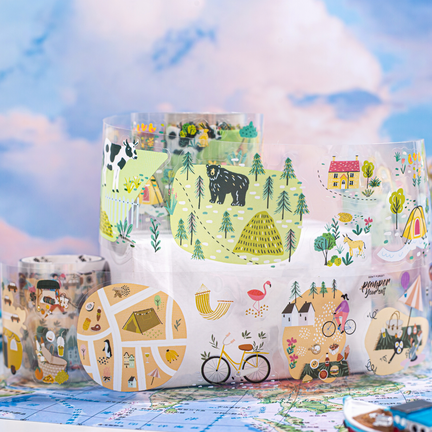 PET 테이프 - 50mm*200cm 마이리틀맵 시리즈 귀여운 정원 풍경