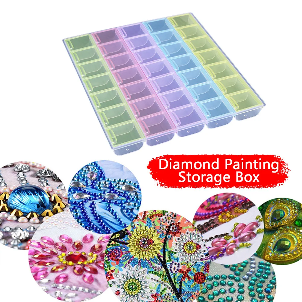 35 Grids Nail Art Storage Box Diamond Painting Crystal Beads Holder Case
