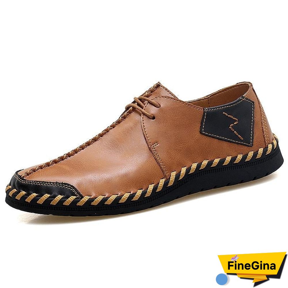 Men Casual Cow Leather Light Comfortable Split Leather Flats Shoes