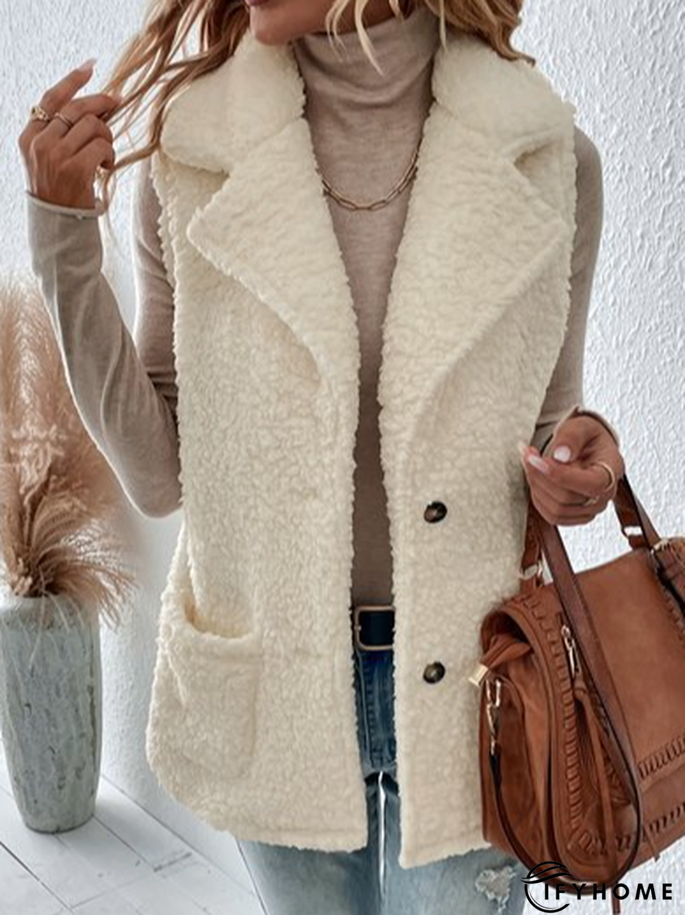 Plain Shawl Collar Casual Regular Fit Vest | IFYHOME