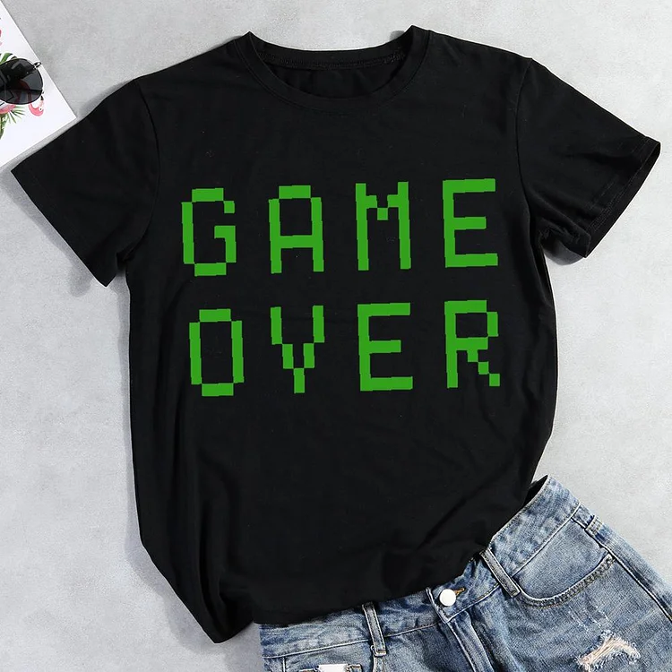 GAME OVER Round Neck T-shirt-Annaletters