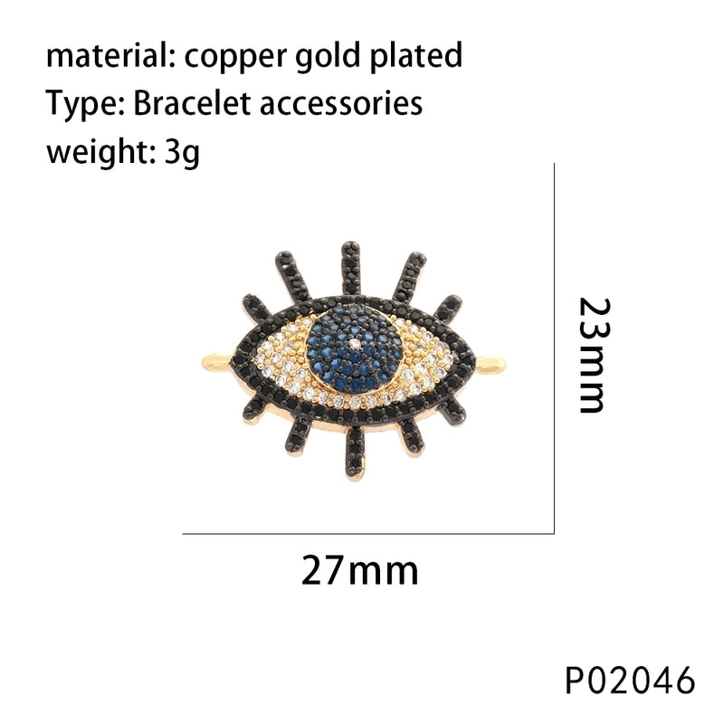 1 Piece 20*50mm 21*11mm 27*23mm Copper Zircon 18K Gold Plated Devil’s Eye Pendant