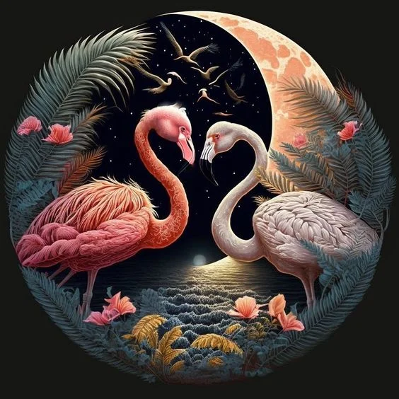 Diamond Painting - Full Round/Square Drill - Ying Yang Animals(30*30 - 50*50cm)