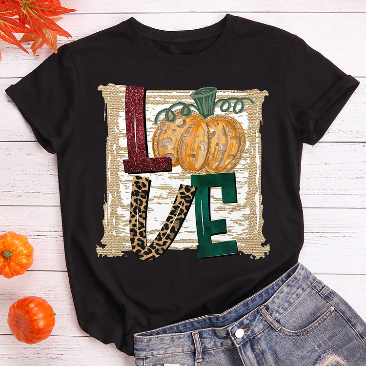 LOVE Fall Pumpkin T-shirt Tee -08678