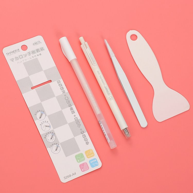 JOURNALSAY 4 Pcs DIY Handmade Kawaii Stationery Set Creative Dot Glue Pen Carving Knife