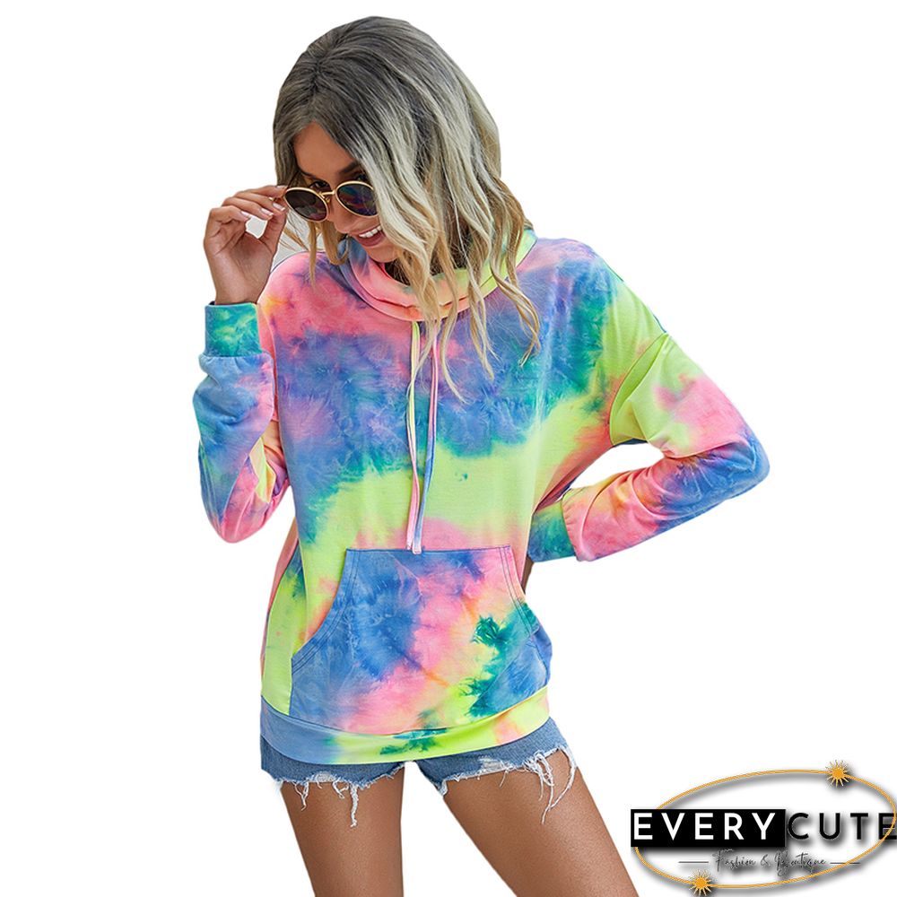 Yellow Tie Dye Kangaroo Pocket Sweatshirt
