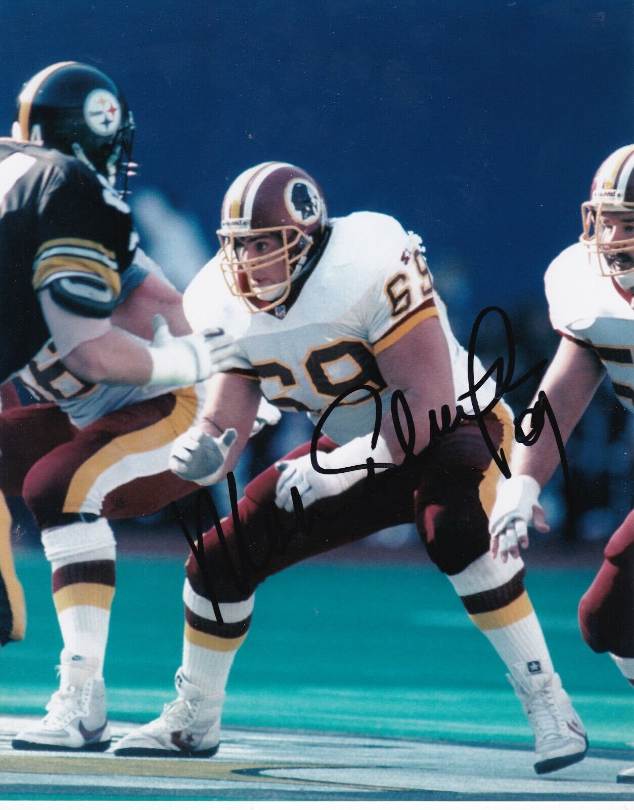 MARK SCHLERETH WASHINGTON REDSKINS ACTION SIGNED 8X10