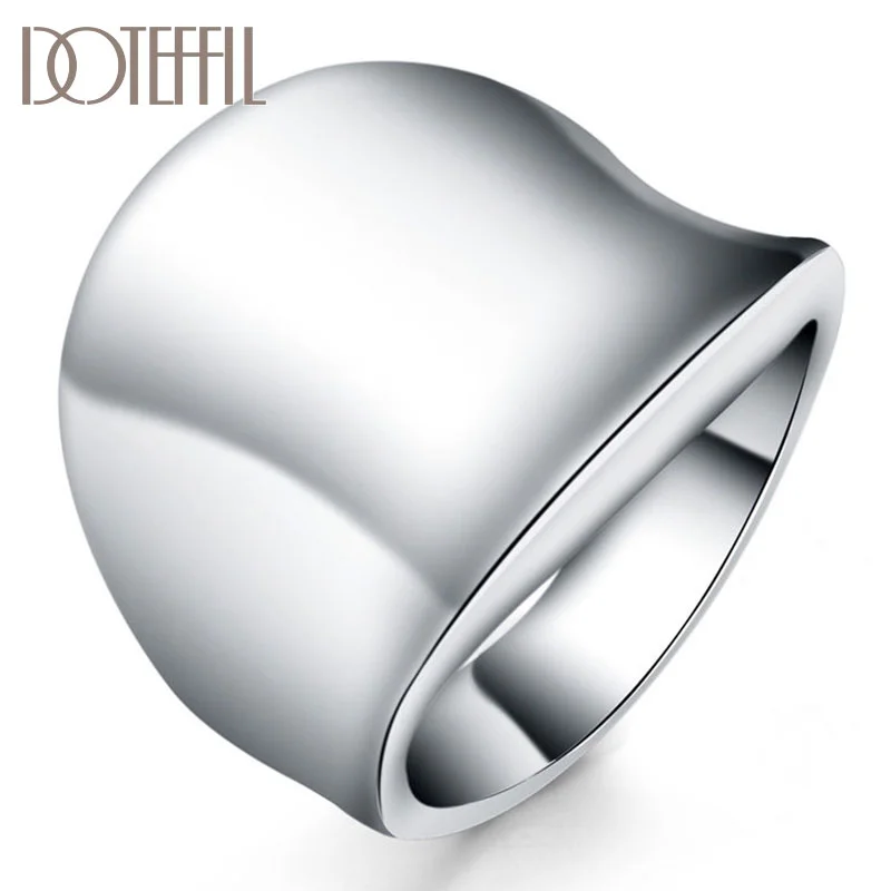 DOTEFFIL 925 Sterling Silver Man Thumb Board Ring For Women Jewelry