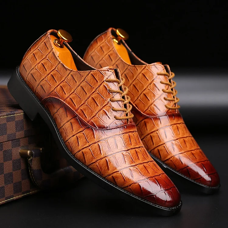 Square Crocodile Pattern Men Dress Shoes