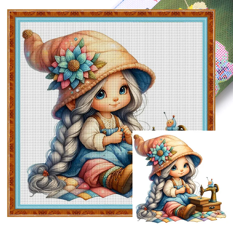 【Yishu Brand】Gnome Sewing 11CT Stamped Cross Stitch 50*50CM