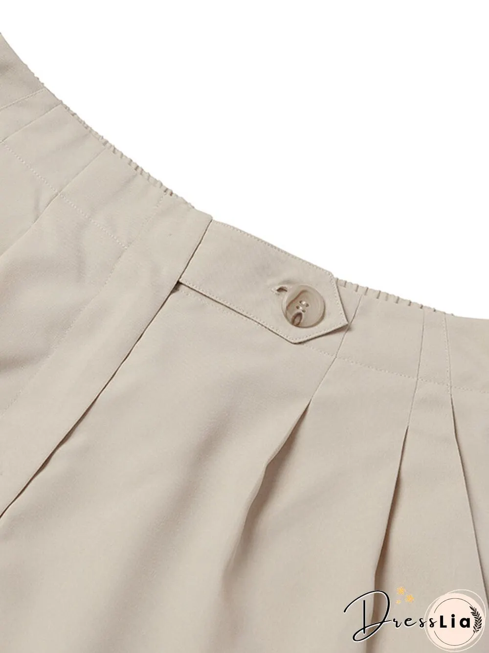 Women Solid Pocket Casual Wide Leg Loose Shorts