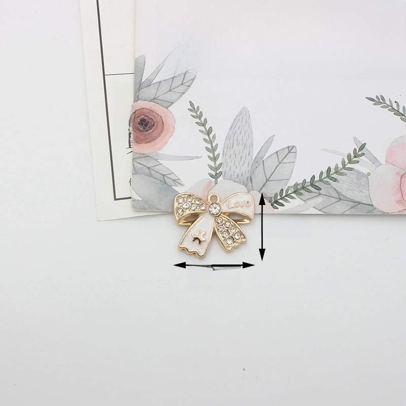 10 PCS/Package Alloy Rhinestones Pearl Heart Shape Flower Bow Knot Polished Pendant