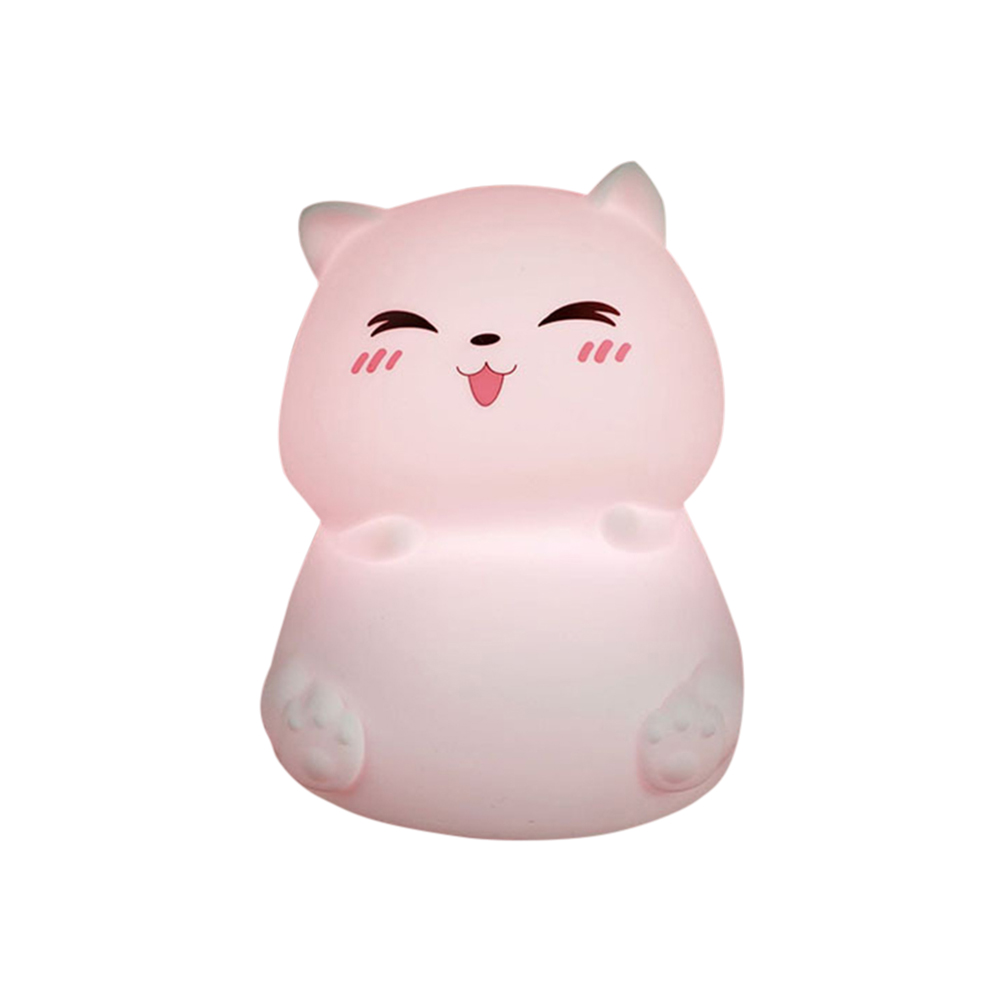 

USB Cartoon Little Cute Cat Silicone Pat Lamp LED Rechargeable Nightlight, 501 Original