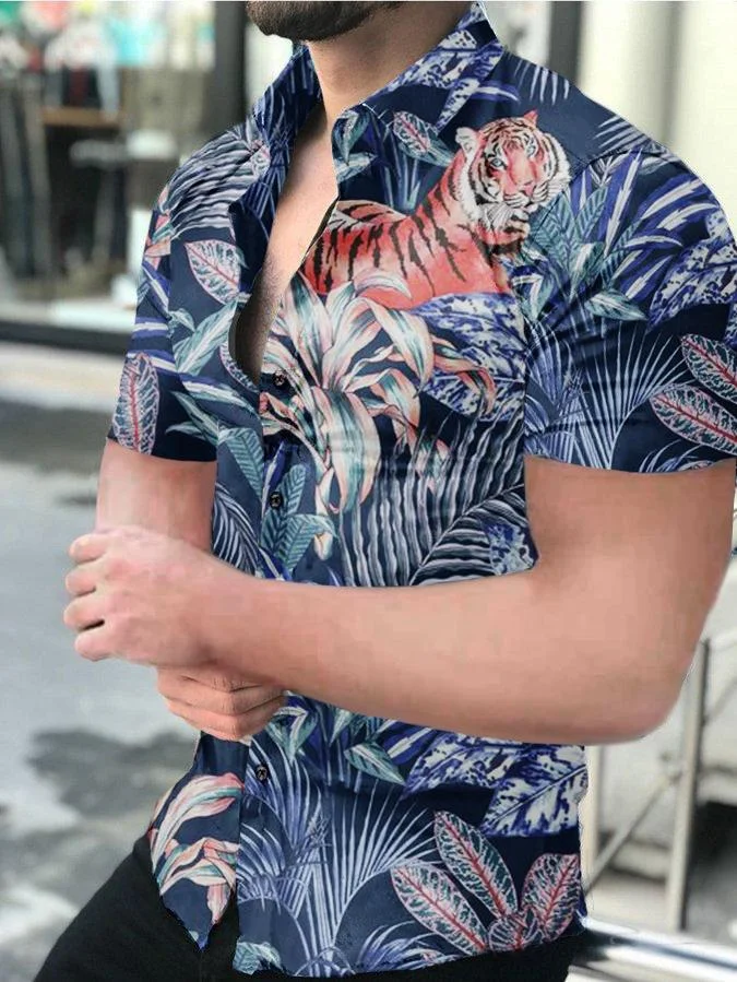 Men's Casual Printed Short-Sleeved Shirt17