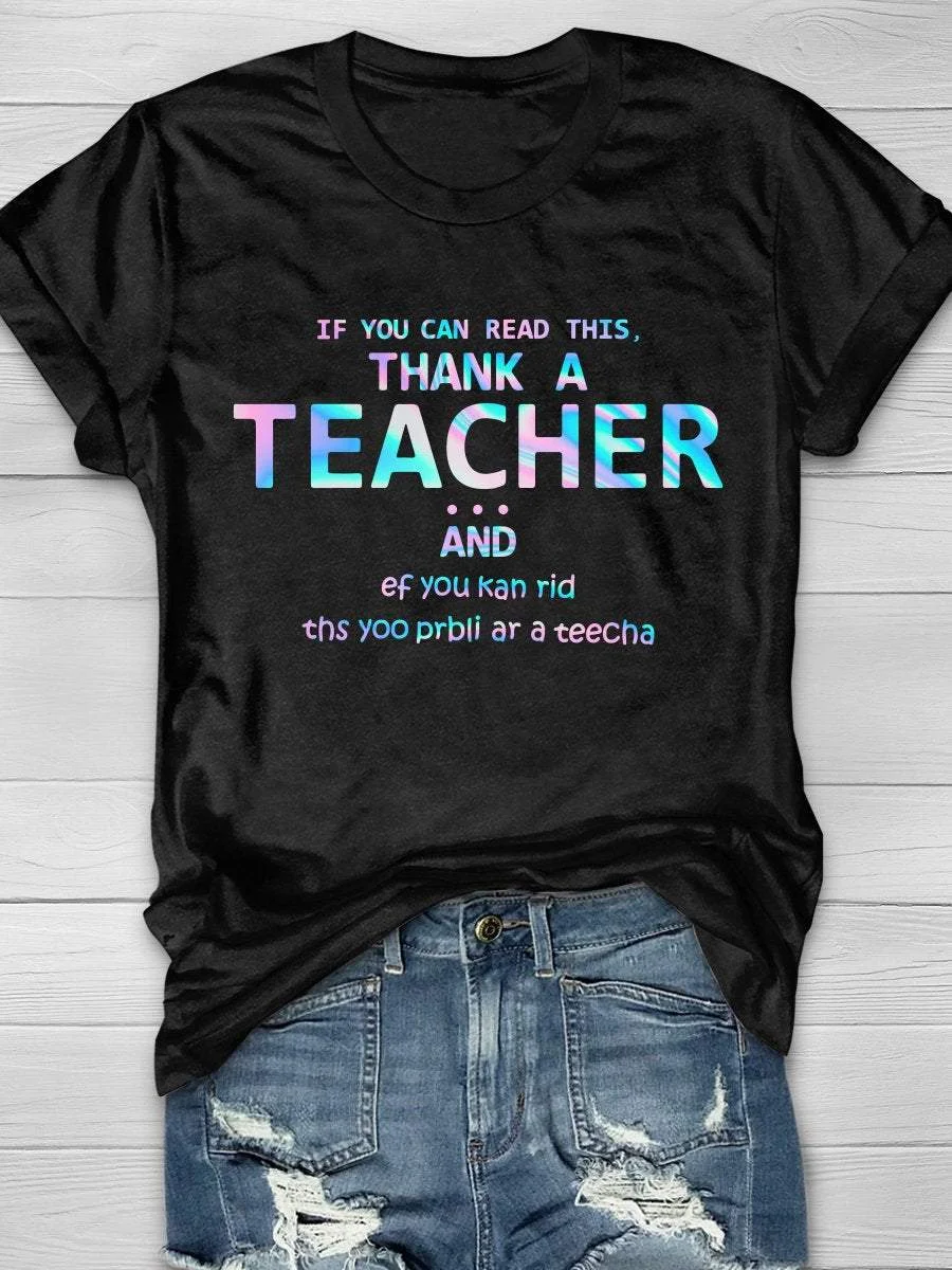 Teacher Life Print Short Sleeve T-shirt