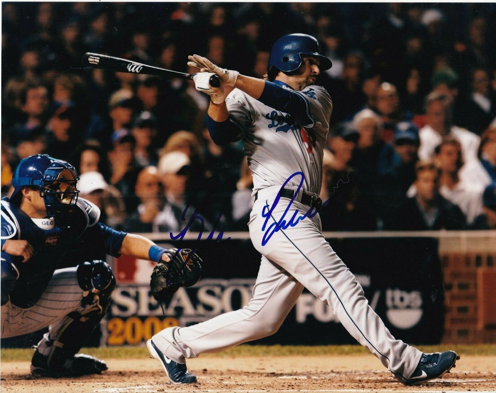 BLAKE DEWITT LOS ANGELES DODGERS ACTION SIGNED 8x10