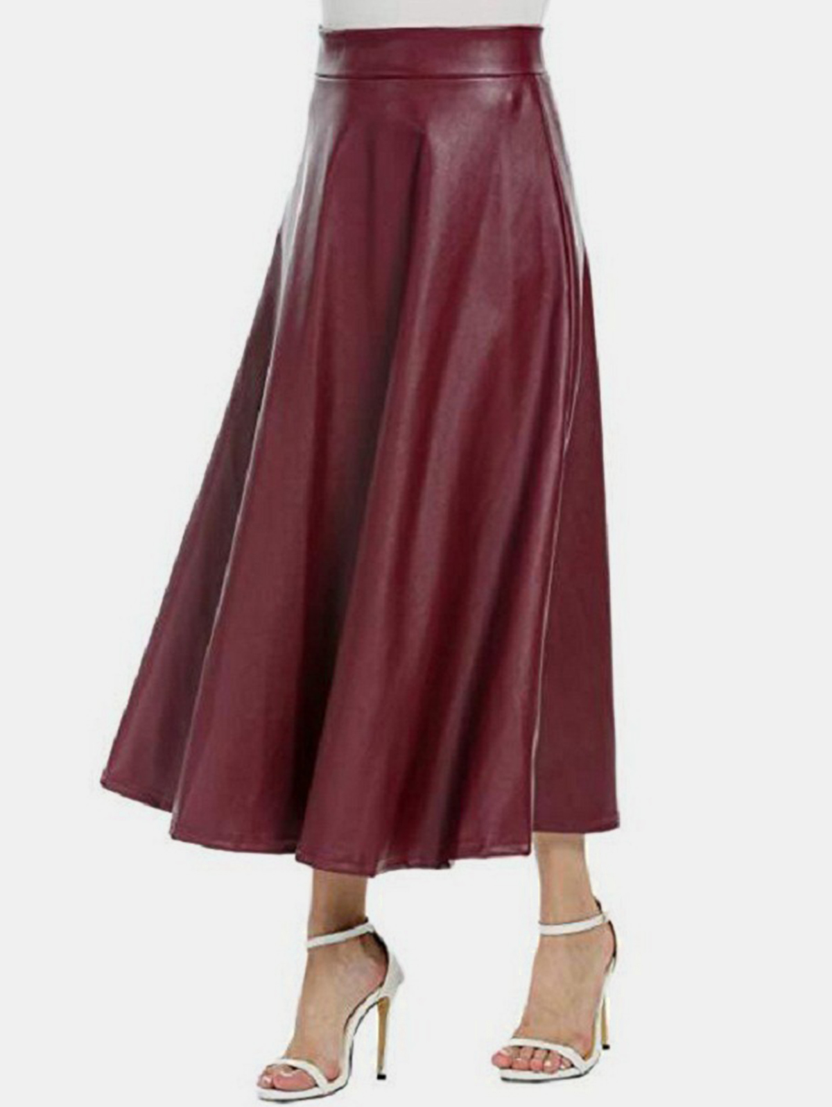 Pu High Waisted Midi Skirt