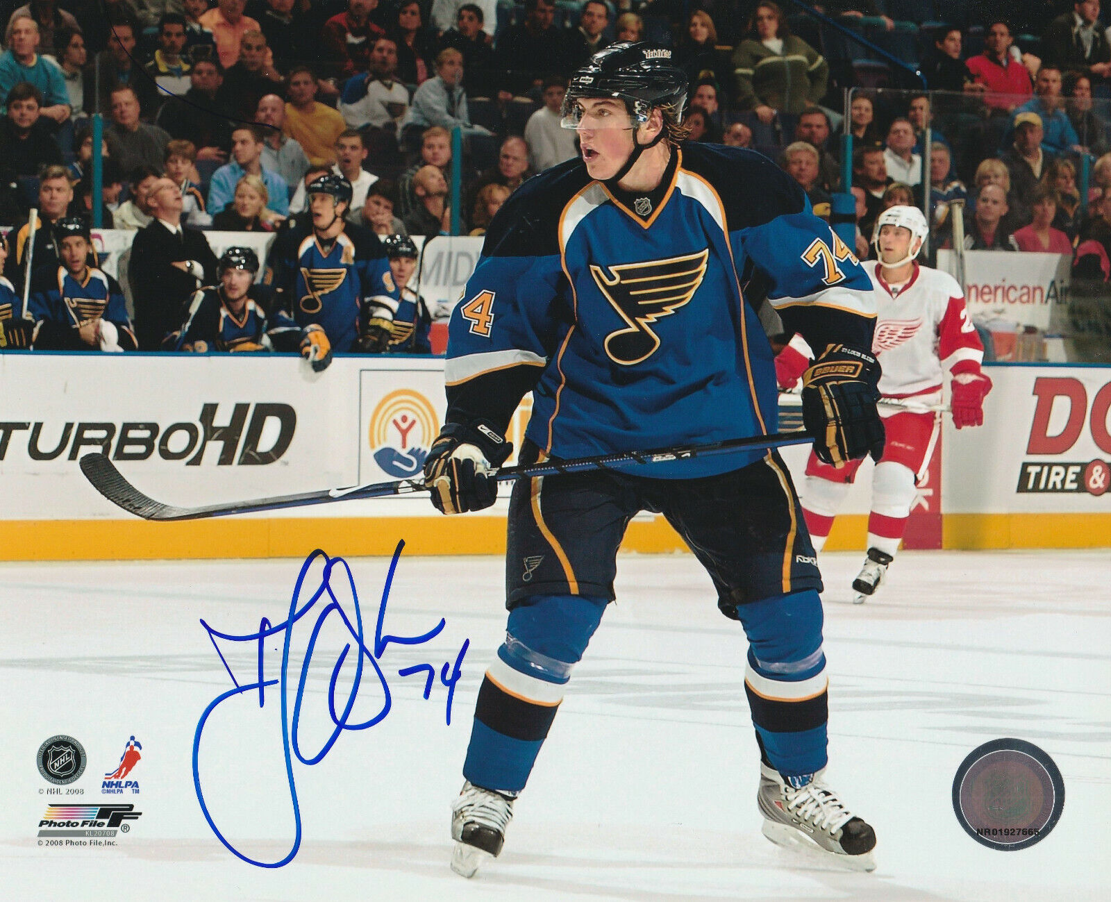 TJ OSHIE SIGNED ST.LOUIS BLUES 8x10 Photo Poster painting #3 Autograph