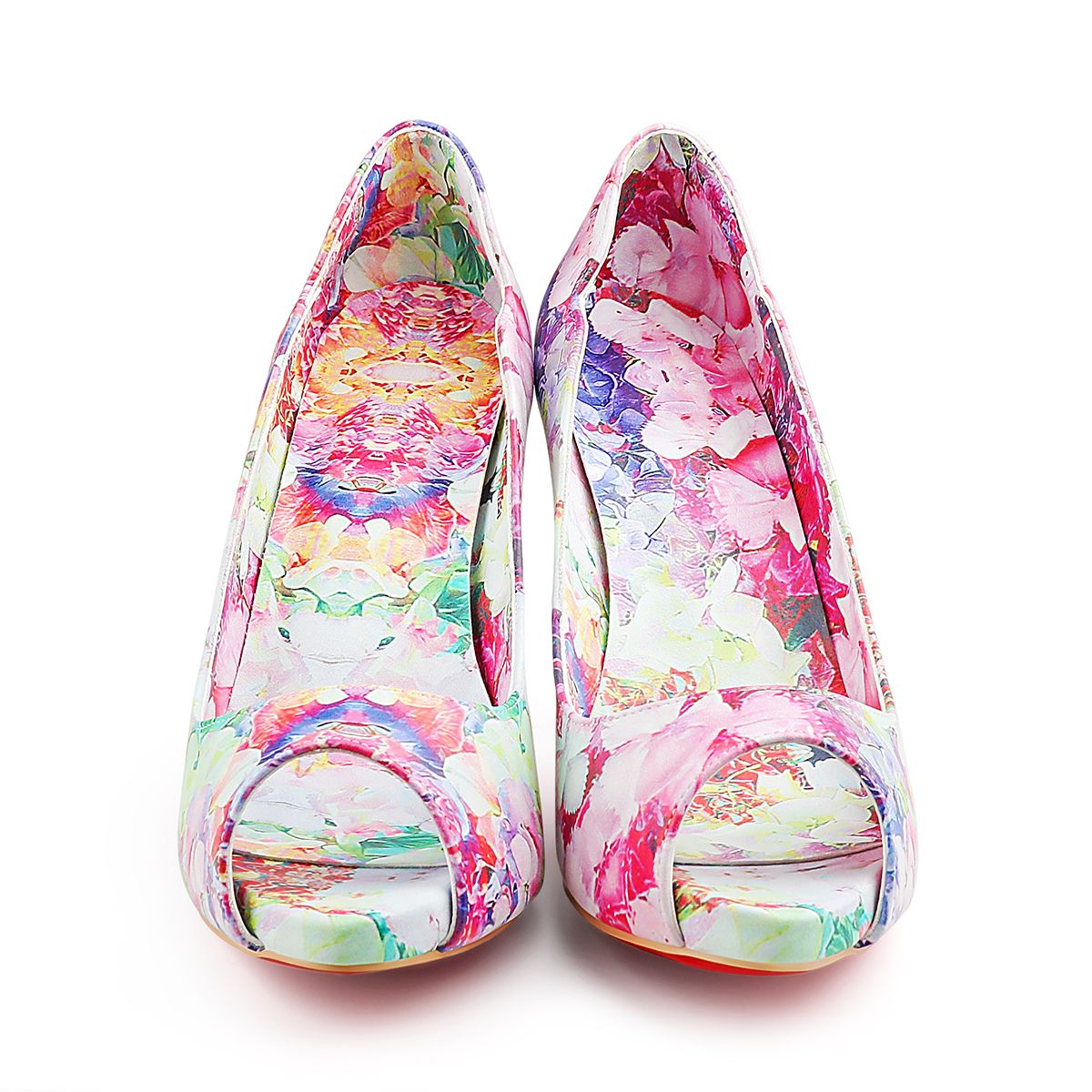 100mm Women's Platforms Heels Party Wedding Red Bottom Flowers Pumps-MERUMOTE