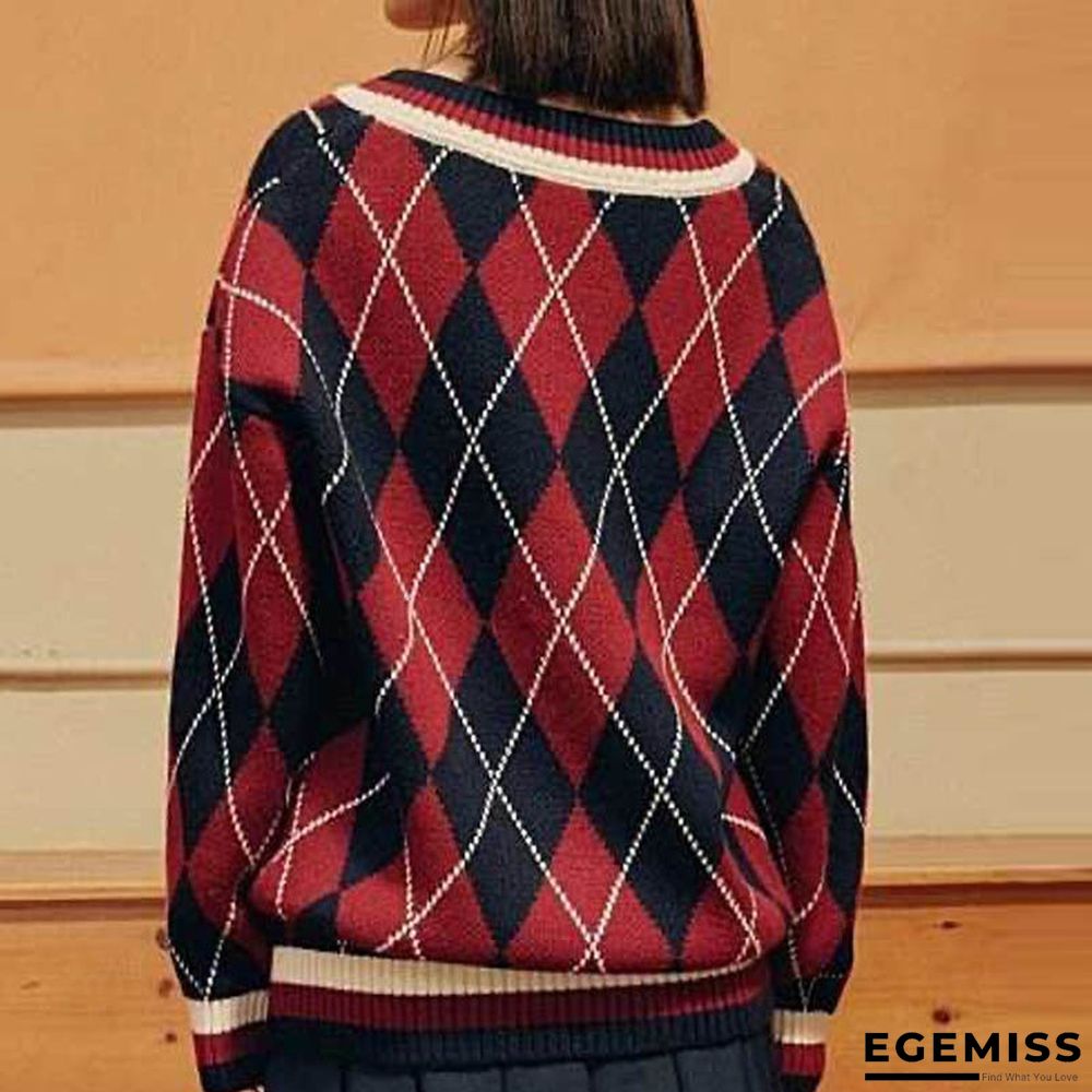 College Style Lingge V-neck Sweater | EGEMISS
