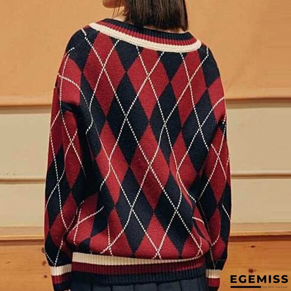 College Style Lingge V-neck Sweater | EGEMISS