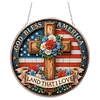 Diamond Painting Single-Sided Acrylic God Bless America - Cross Hanging Pendant Sun Catcher for Home Garden Wall Door