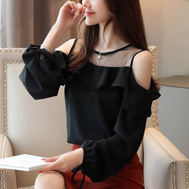Cold Shoulder Elegant Shirts & Tops