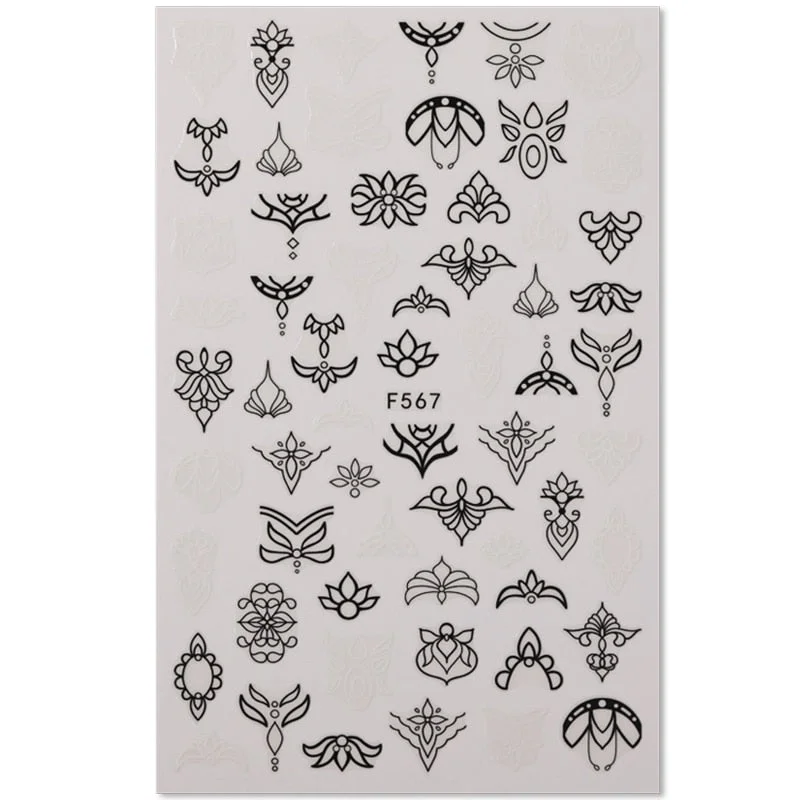 1PC Abstract Face 3D Nail Stickers Geometry Lines Love Letter Slider For Nails Gel Polish Decals For Manicures Decoration-Nail Inspo