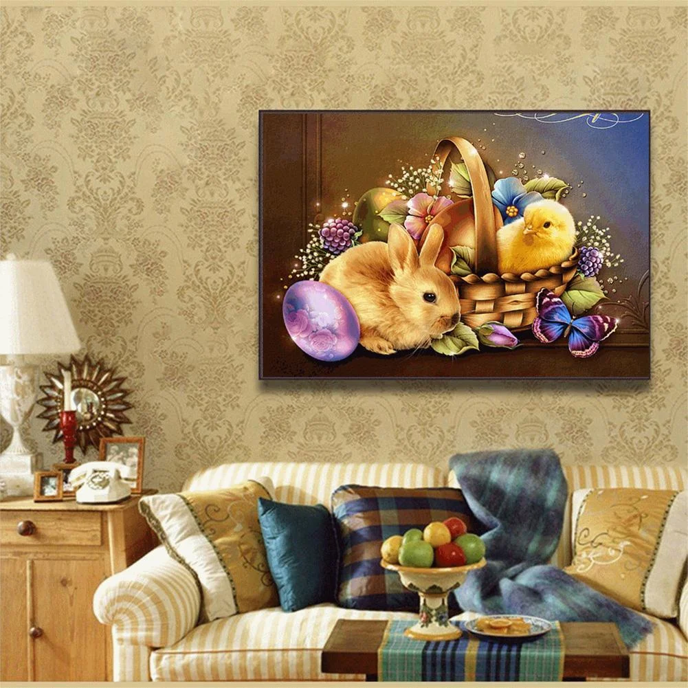 5D DIY Diamond Painting - Full Drill - Easter Chick Rabbit