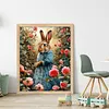 Rose Dress Rabbit Full 18CT DIY Stamped Cross Stitch Kits for Adults Home Decor 40x50cm
