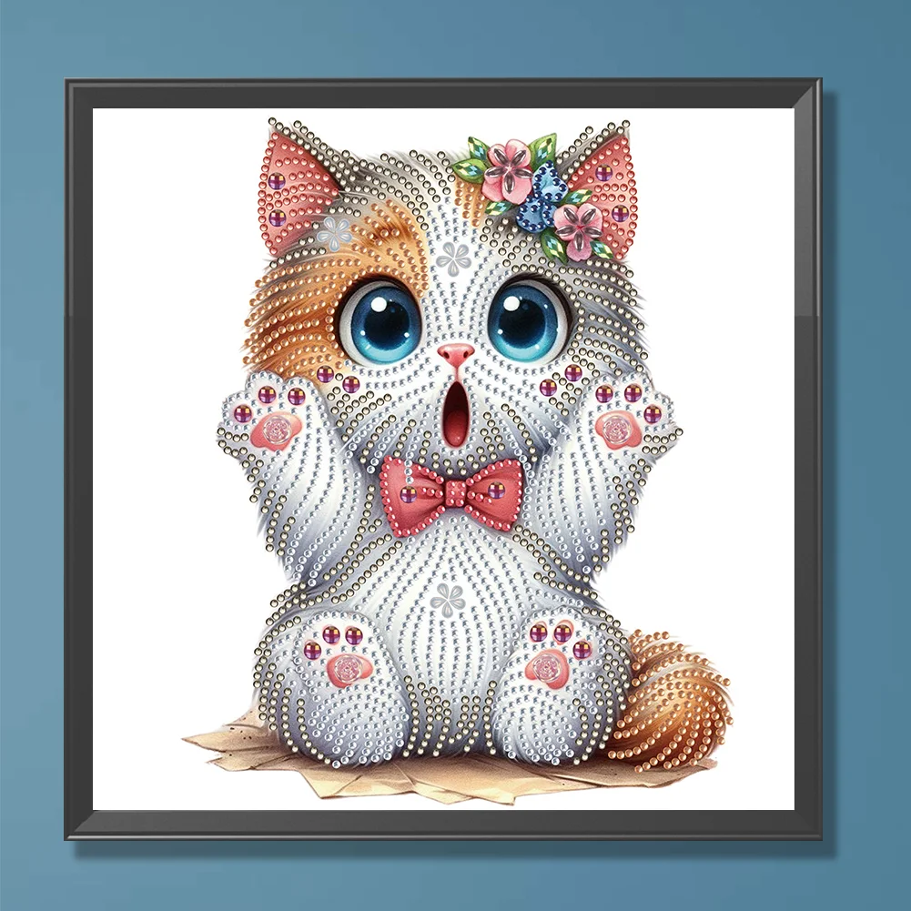 Diamond Painting - Partial Special Shaped Drill - Surprised Kitty(Canvas|30*30cm)