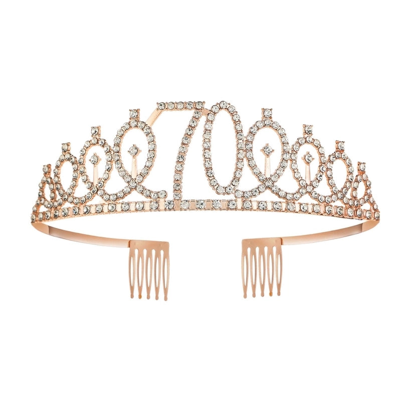Women’s IG Style Shiny Number Crown Alloy Hollow Out Inlay Rhinestones Crown
