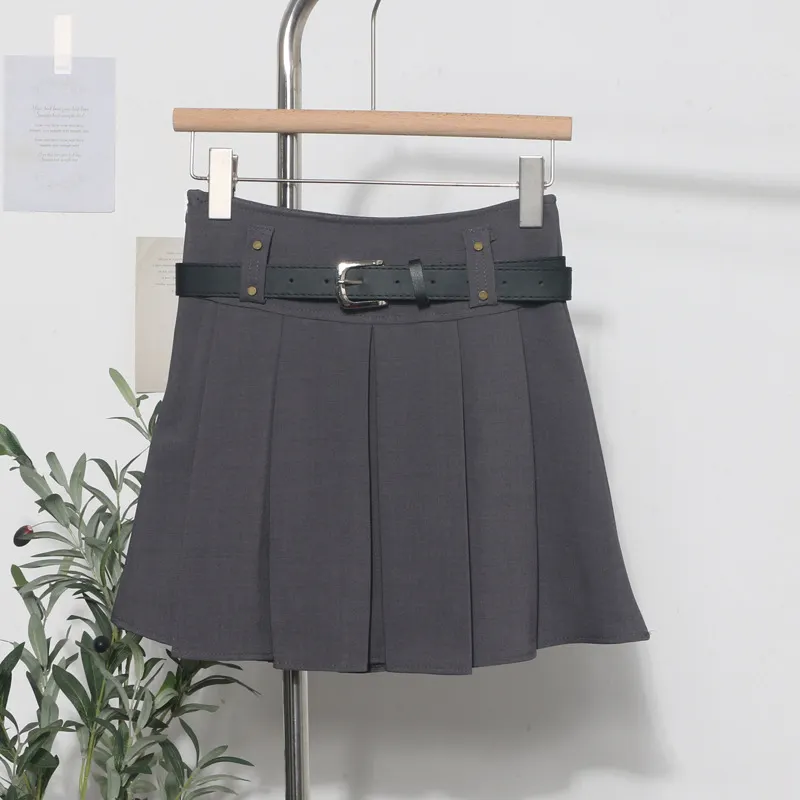 Brownm S-2XL 100-Folded Skirt Woman 2024 Autumn And Winter Suit Half-Dress Korean Version A Word High Waist Half-Body Skirt 1289