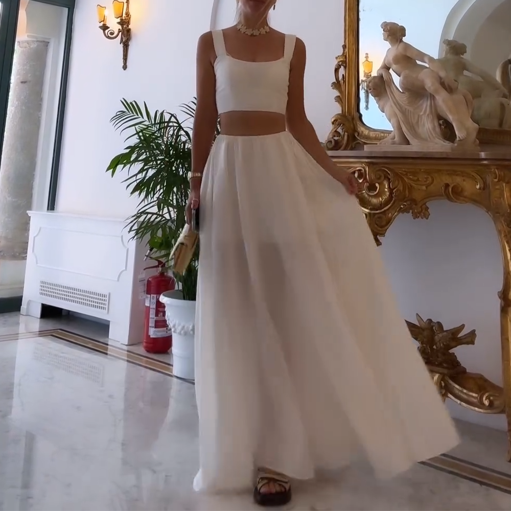 Casual Solid Chiffon Two-pieces Set