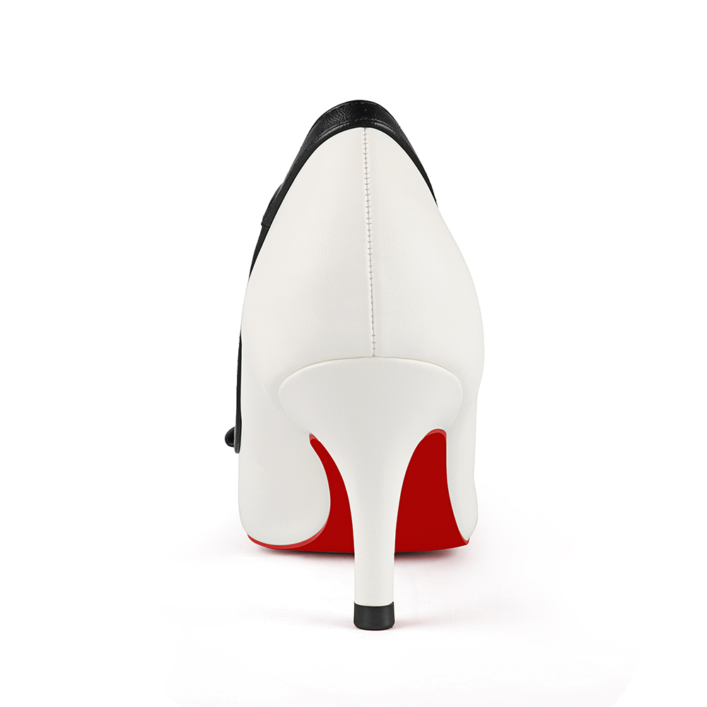 60mm Pointed Toe Bowknot Red Bottom Kitten Heels Daily Matte Pumps for Women-MERUMOTE