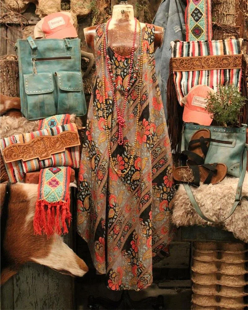 Casual Crew Neck Sleeveless Floral Print Dress