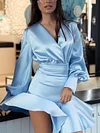 Solid Color Long Sleeves Mini Dress