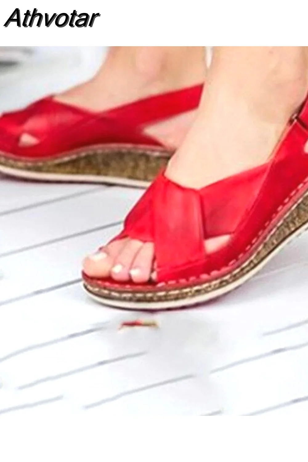 Athvotar Sandals Summer Female Shoes Women's Peep Toe Wedge Woman Comfortable Plus Size Female Platform Ladies New 2023 430-0
