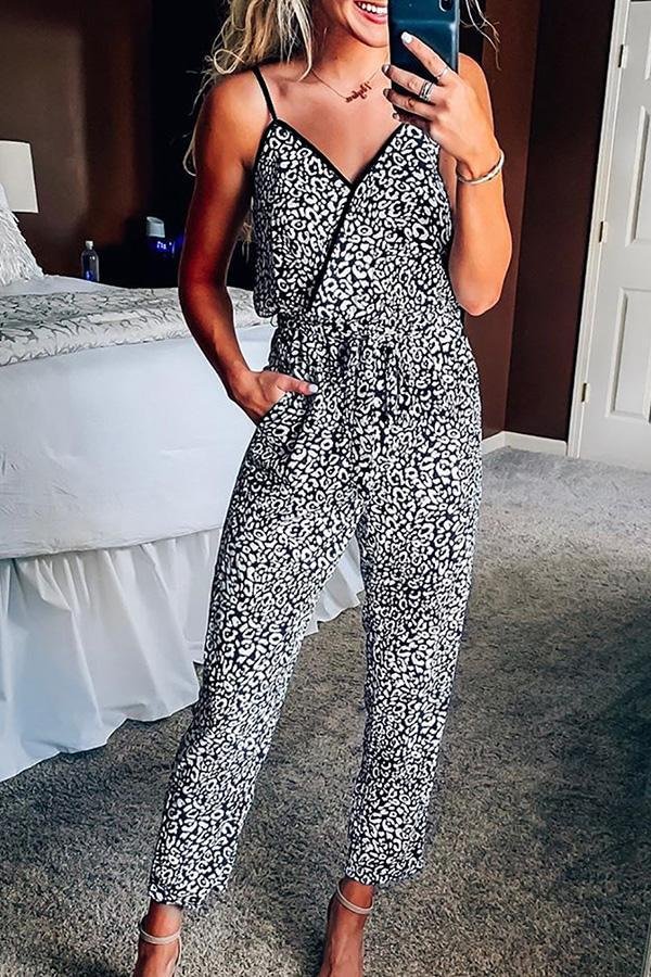 Sexy Leopard-Print Strapped Jumpsuit