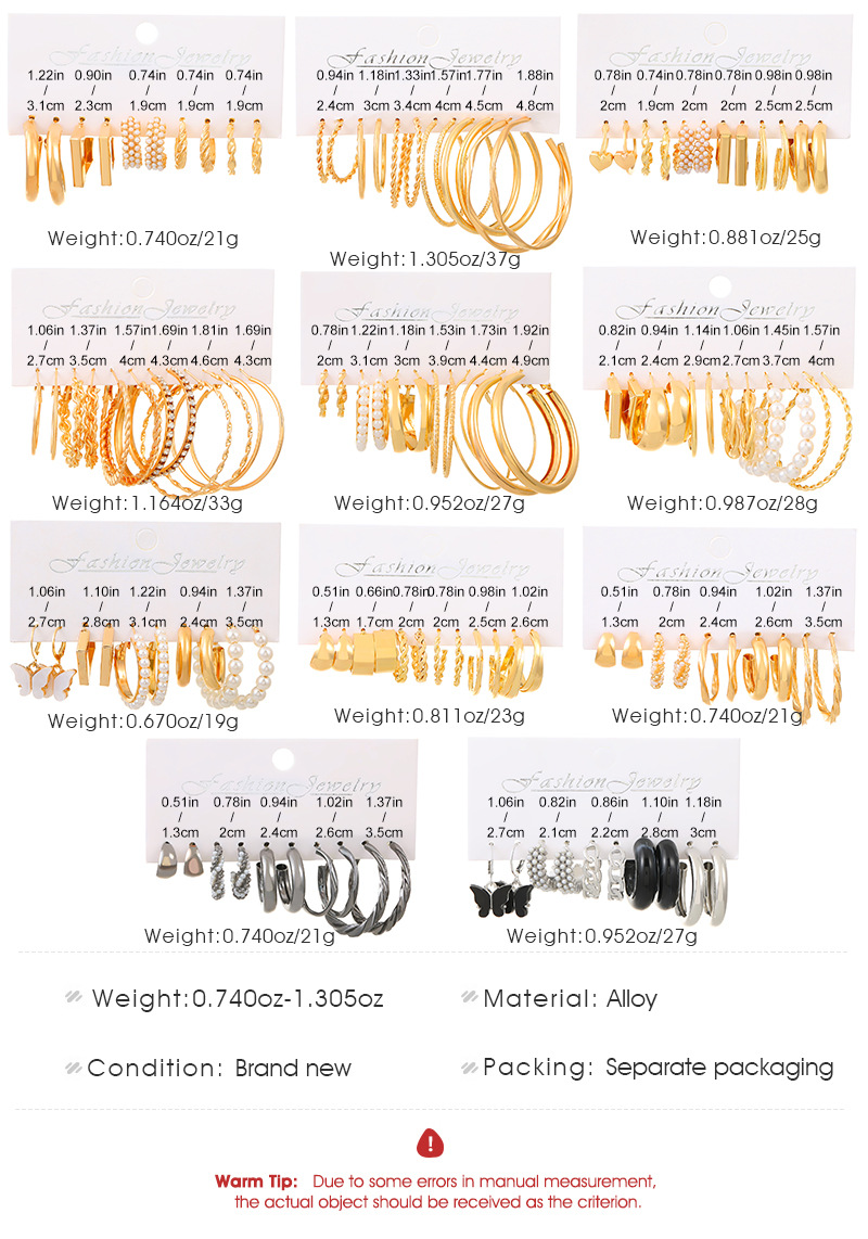 Gold Plated Earrings Set