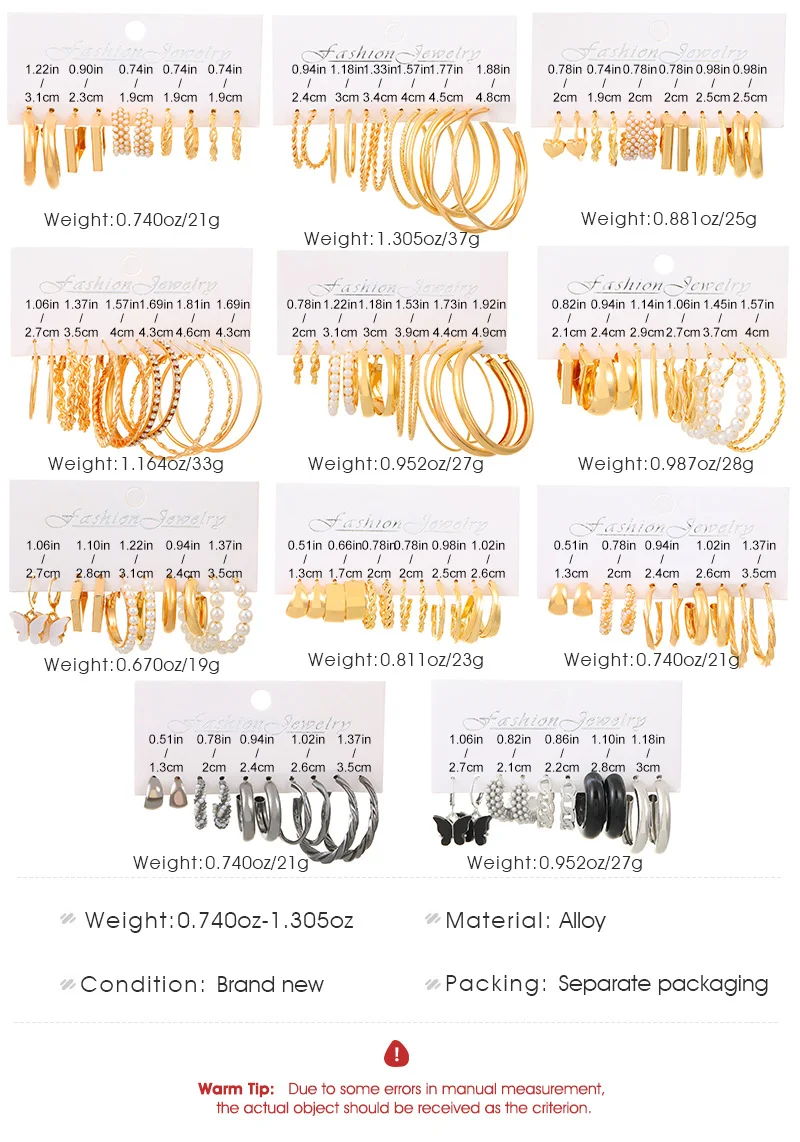 Gold Plated Earrings Set