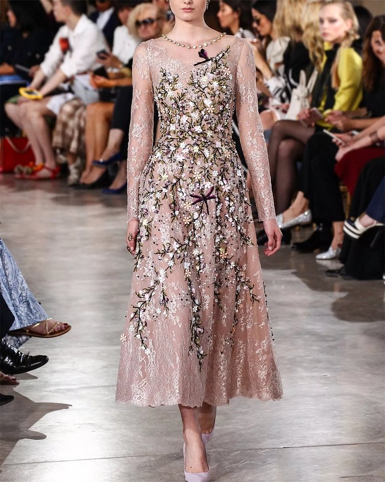 Women's Solid Color Embroidery Dress
