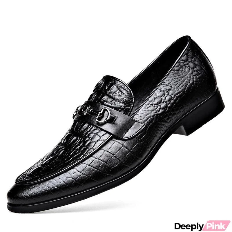 Men's Classic Crocodile Pattern Gentleman Business Slip On Dress Shoes