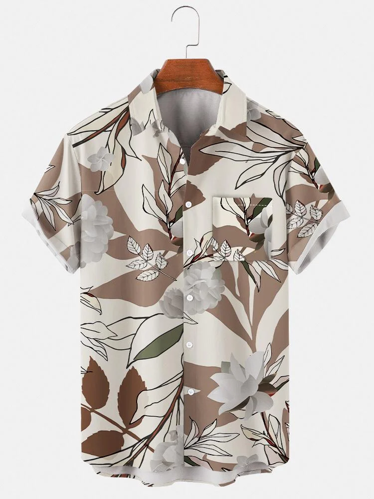 Floral Printed Collar Neck Short Sleeve Shirt