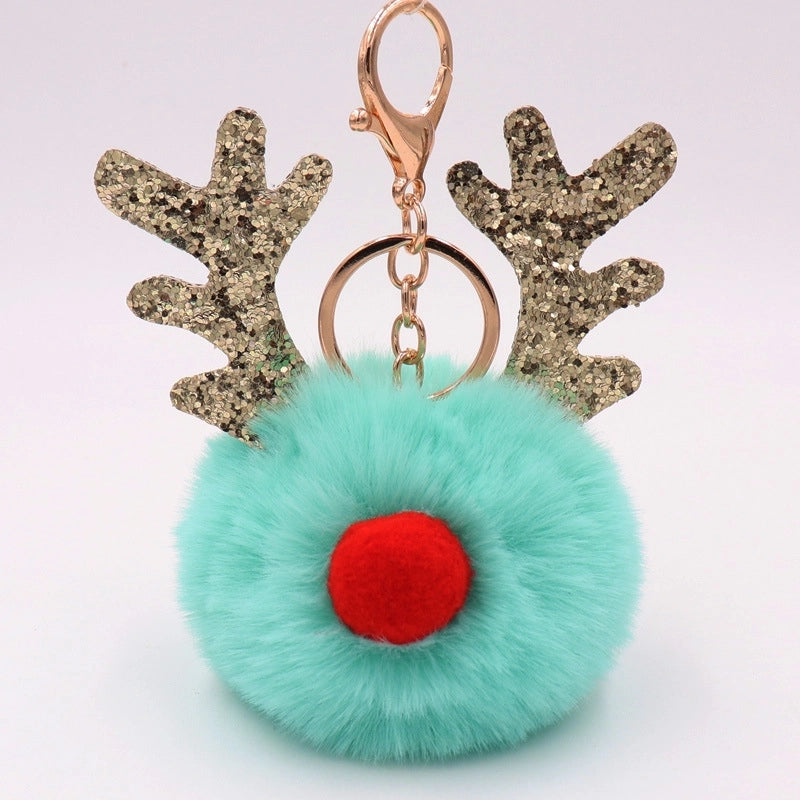 Cute Artistic Antlers Imitate Rex Rabbit Fur Women’s Keychain