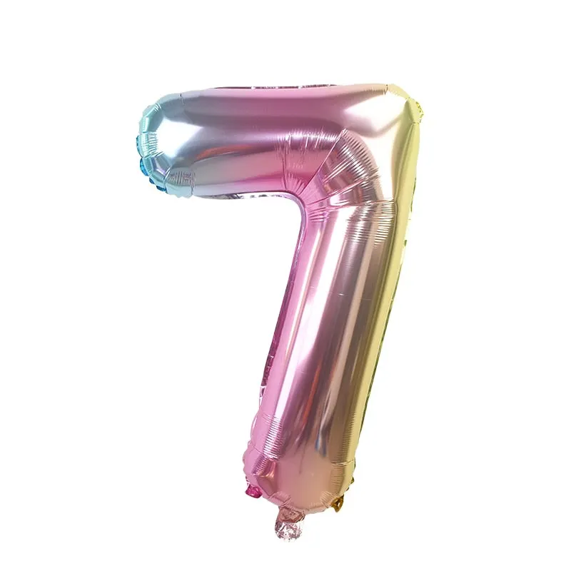 32inch Iridescent Rainbow Color Number Foil Balloons Birthday Wedding Party Decoration Digital Balloon Number Air Ballon Globos