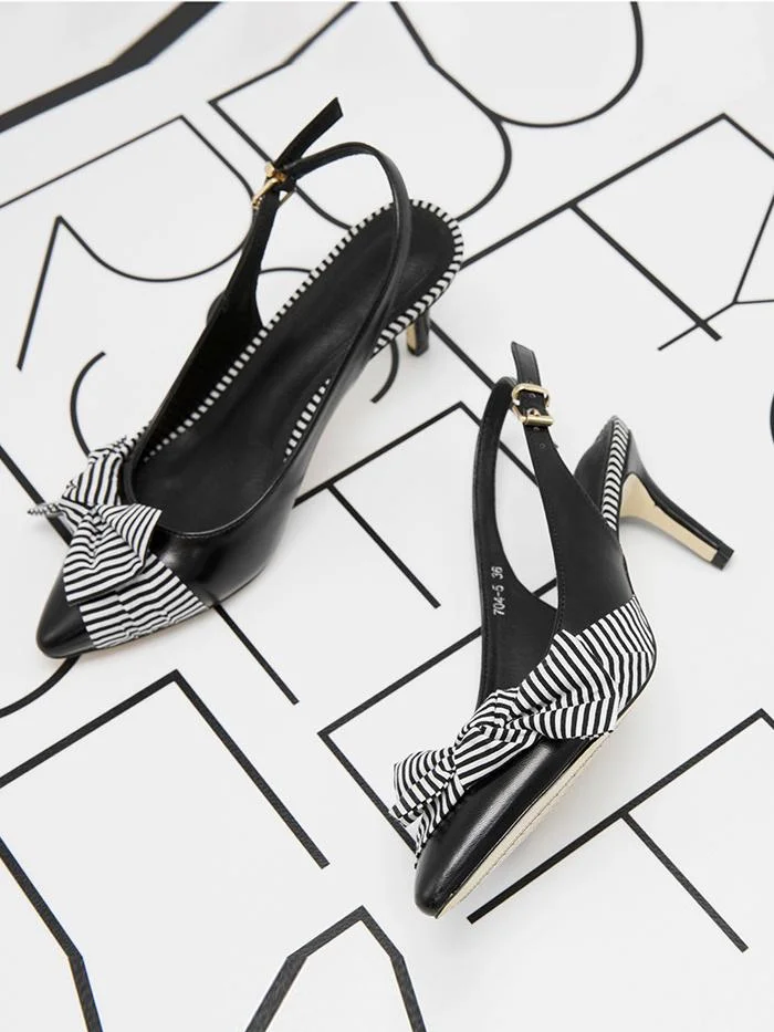 Fashion empty shallow mouth women's stiletto pointed bow high heels