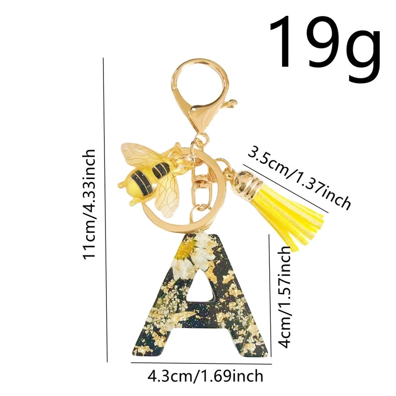 Minimalist Classic Style Letter Bee Resin Unisex Bag Pendant Keychain