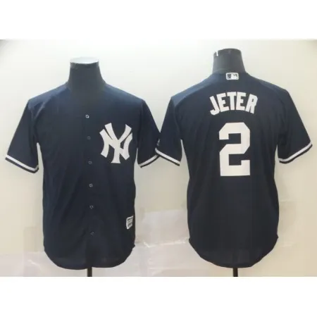 Men's New York Yankees  #2 Derek Jeter Navy Cool Base Player Stitched MLB Jersey